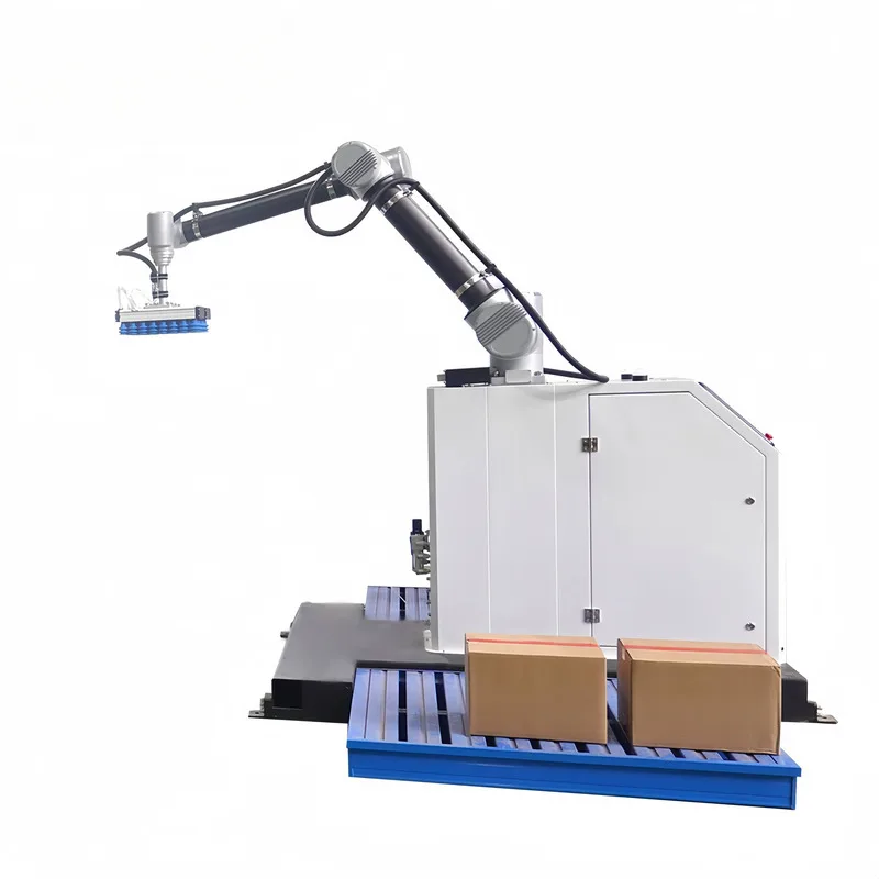 Robotic Palletizer Arm For Boxes/Bags Automatic Pallet Stacking System With Conveyor | PLC Control