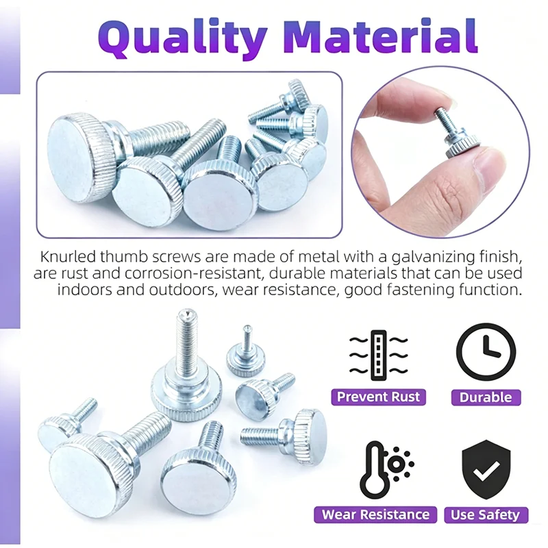 1~5Pcs Blue Zinc-Plated Carbon Steel Knurl High Step Head Thumb Screw M3 M4 M5 M6 M8 M10 Glass Lock Thumbscrew Bolt