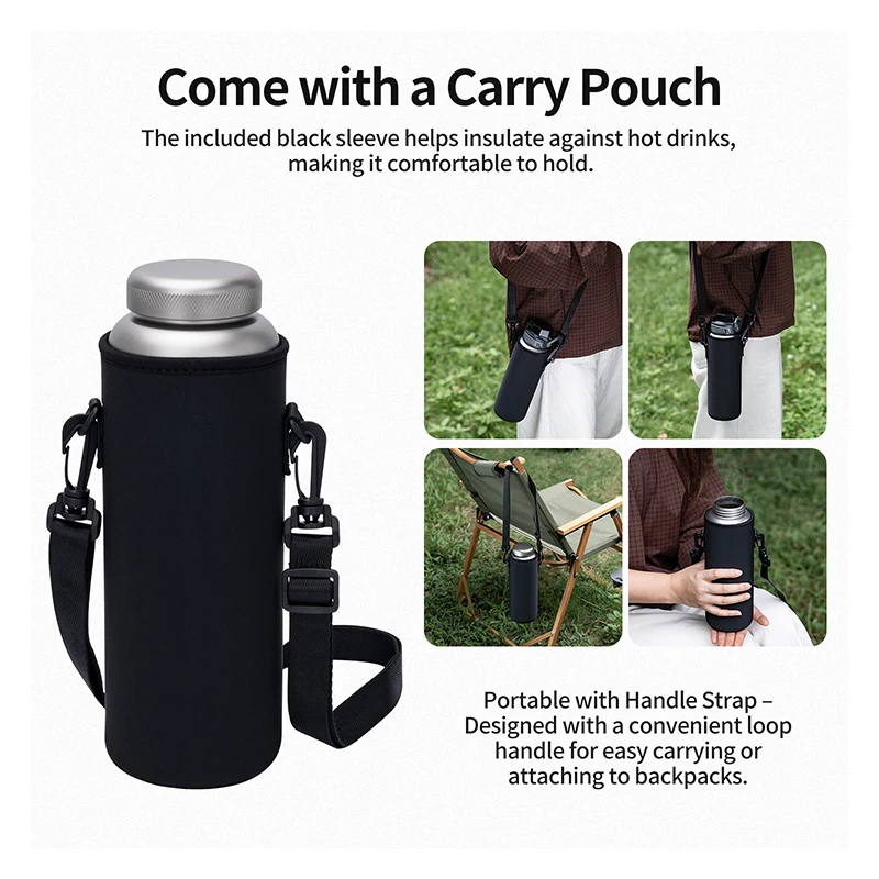 Boundless Voyage Titan-Wasserflasche 1,2L/40,6oz mit Klappdeckel/Titandeckel Leichtgewichtige Auslaufsichere Camping-Wander-Fitness-Flasche – Detail 9