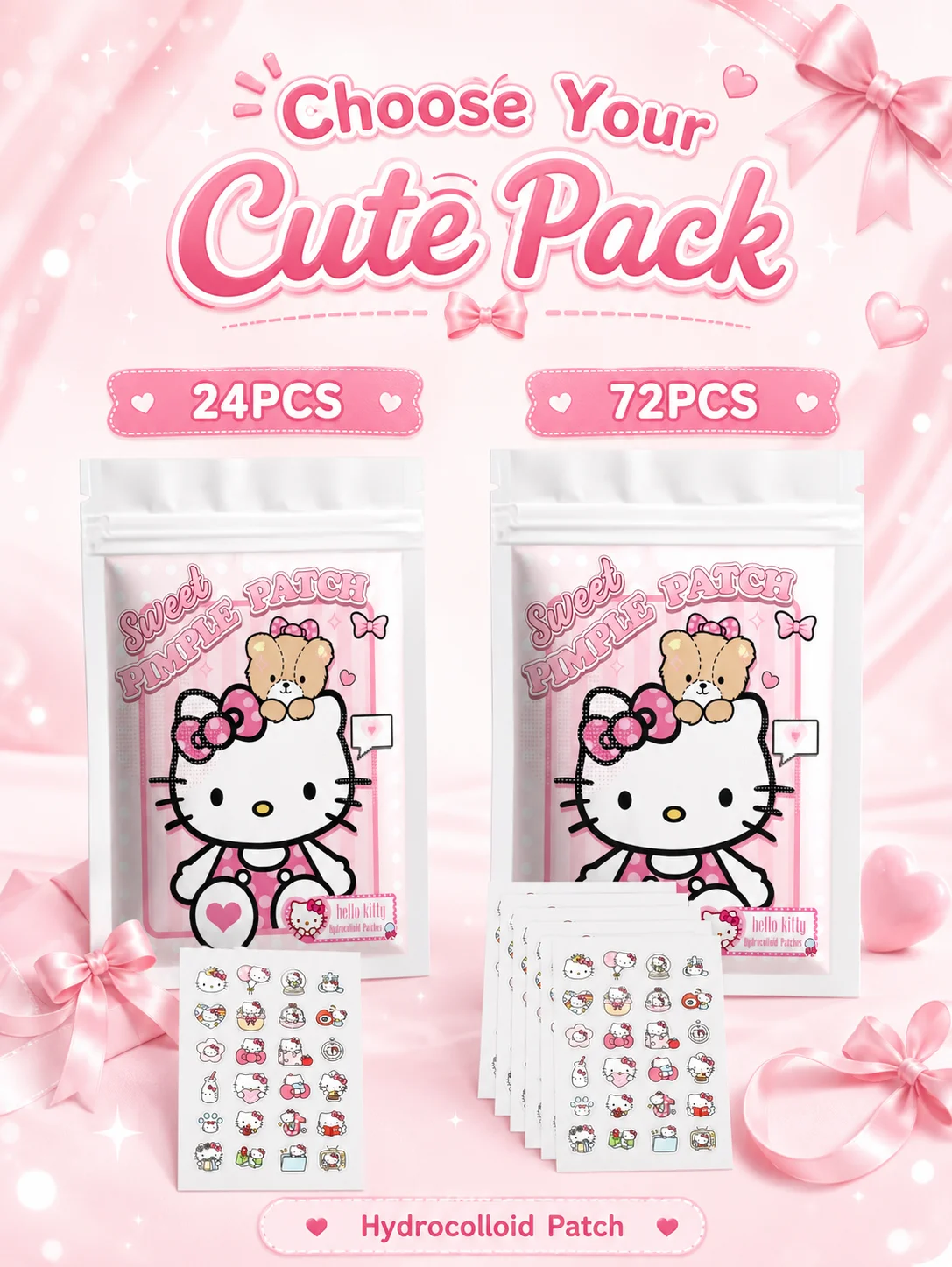Sanrio Acne Pimple Patches, Hydrocolloid Spot Cover Stickers, Cute Face Care Patches for Daily Use