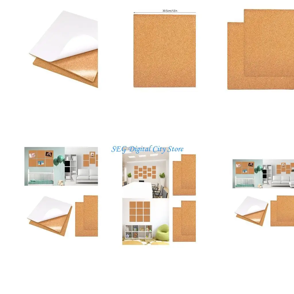 U75B قطعتان من بلاط الفلين بدون إطار مقاس 30.48 سم × 30.48 سم، ألواح الفلين اللاصقة لتزيين جدران الصور، #1