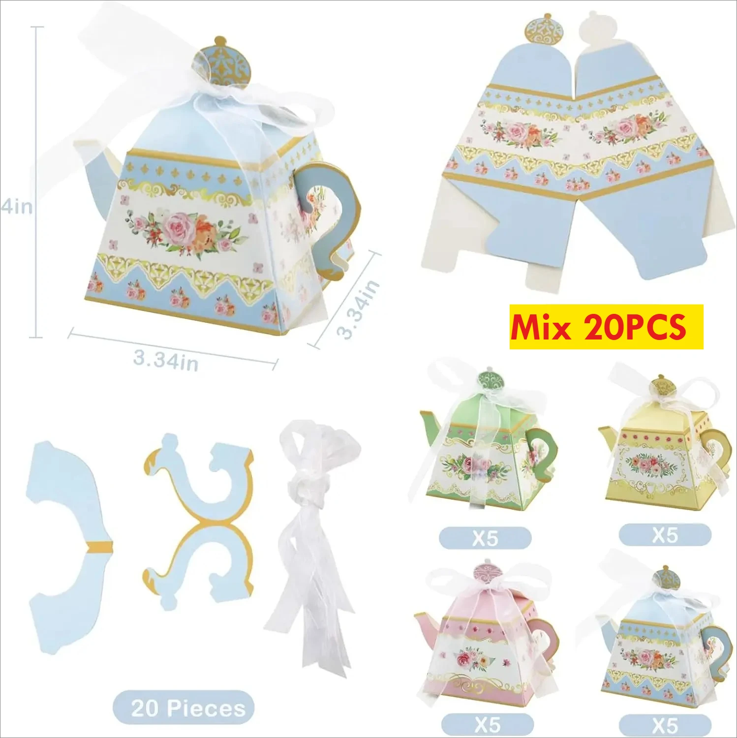 Retro Teapot Shape Paper Candy Box, Wedding Favor