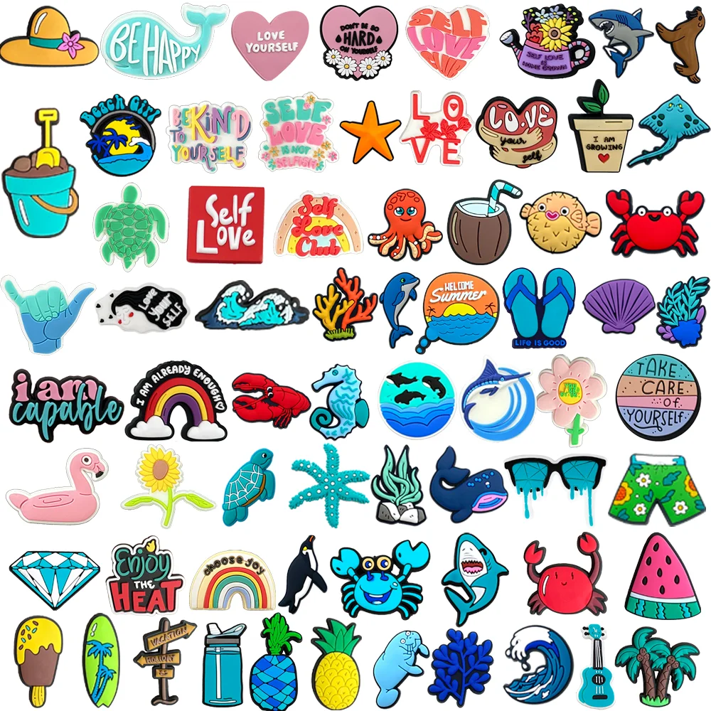 69Pcs/Set Undersea World Creature Shoe Charms Accessories PVC Sandals Buckle Decoration Summer Men Kids Girls