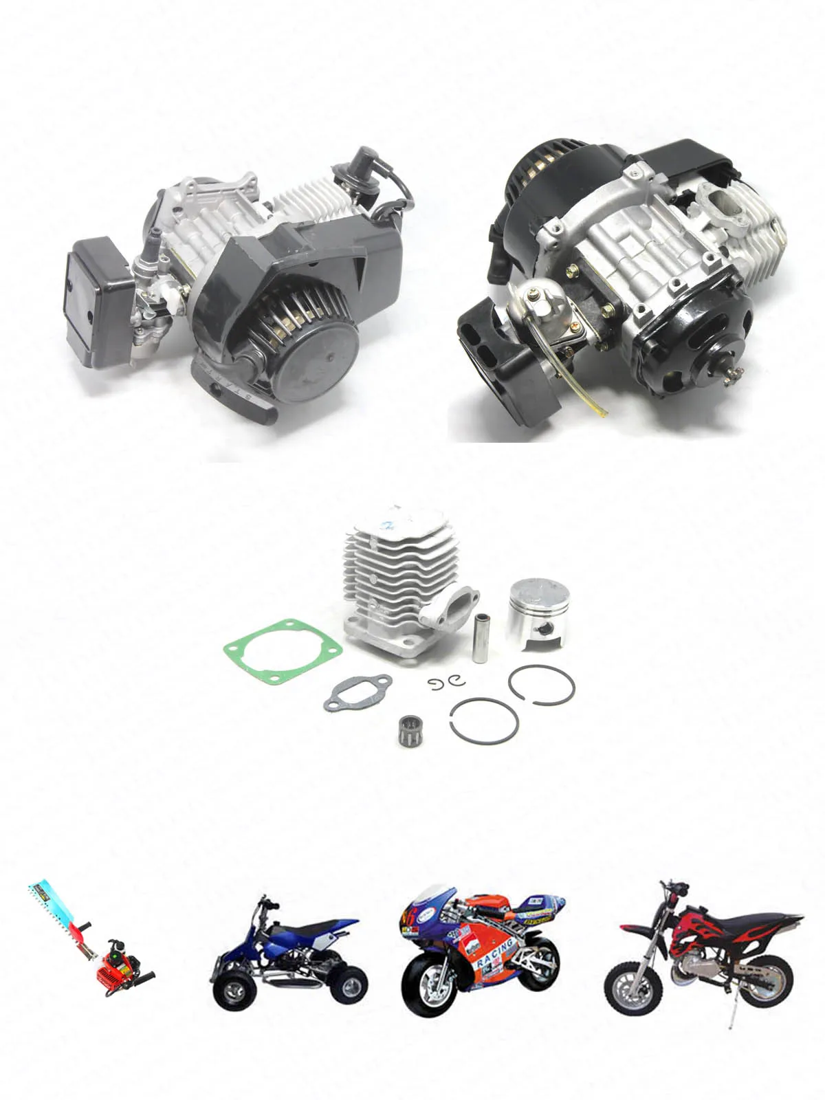Racing 40-5 40-6 44-5 44-6 40mm 44mm 10mm 12mm Piston Kit 43CC 47CC 49CC brush cutter trimmer Mini Moto ATV Dirt Pit Bike Part