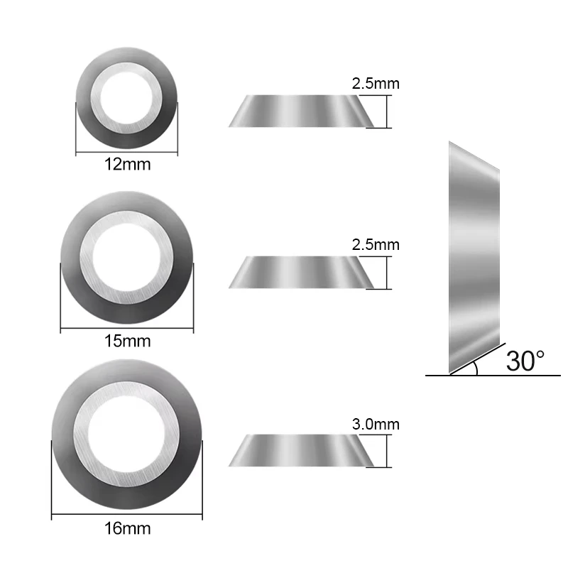 12/15/16mm fresa per inserti in metallo duro 16x3mm 12x2.5mm 15x2.5mm inserti a 30 gradi per tornio a controllo numerico utensile da taglio per tornitura del legno