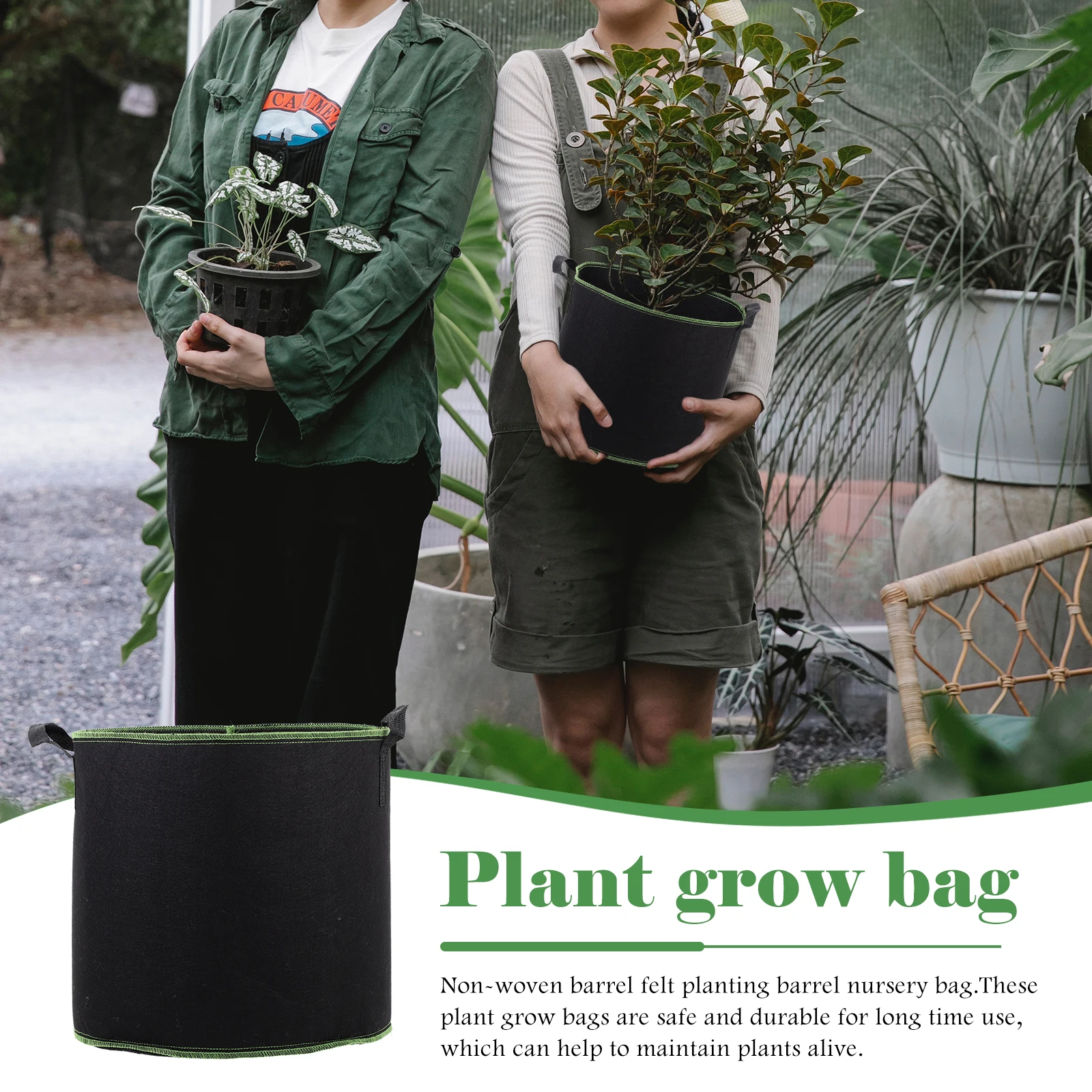 

5 Pcs Planting Bucket Seedling Bag Thickened Felt Nursery Bags Grow Growing Vegetable Non-woven