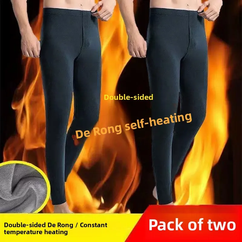 Men's Thermal High Waist Thickened Fleece Lined Winter Pants Comfortable Breathable Warm Bottoming Trousers Casual Style