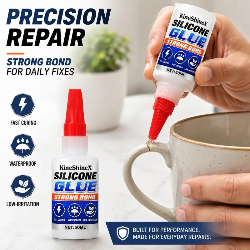50 Silicone Repair Adhesive in a Single Bottle, Tapered Applicator Tip for Focused Placement During Bonding and Sealing D7YA