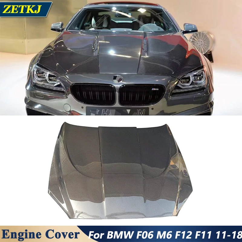 HM/FD Style Real Carbon Fiber Car Engine Hood Cover Bonnet Head Modification For BMW 6 Series F06 M6 F12 F13 2011-2018 Tuning