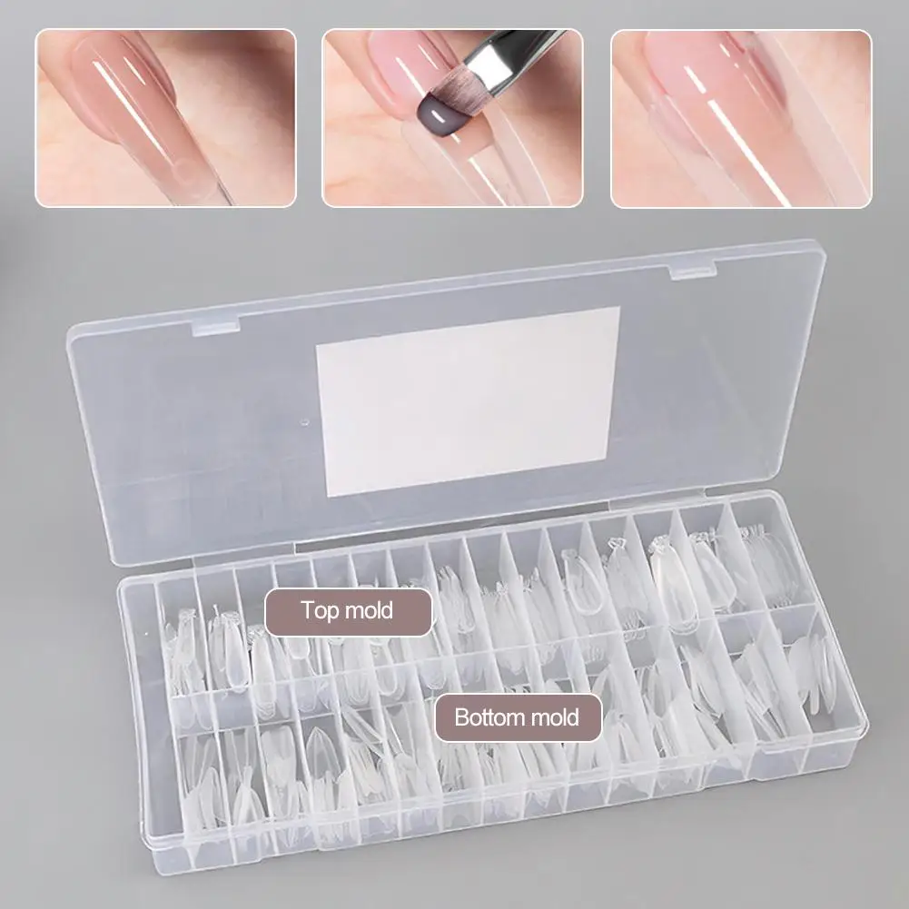 240PCS Sandwich Dual Nail Form Mold Set Ultra-Thin Clear Nail Extension Molds For Gel Polish Nail Art Manicure Tool Kit