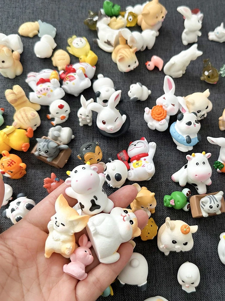 5/10/20/40 pièces de Mini résine tigre lapin boîte aveugle ornement fête de famille sac aveugle modèle pour enfants jouet cadeau envoyer au hasard