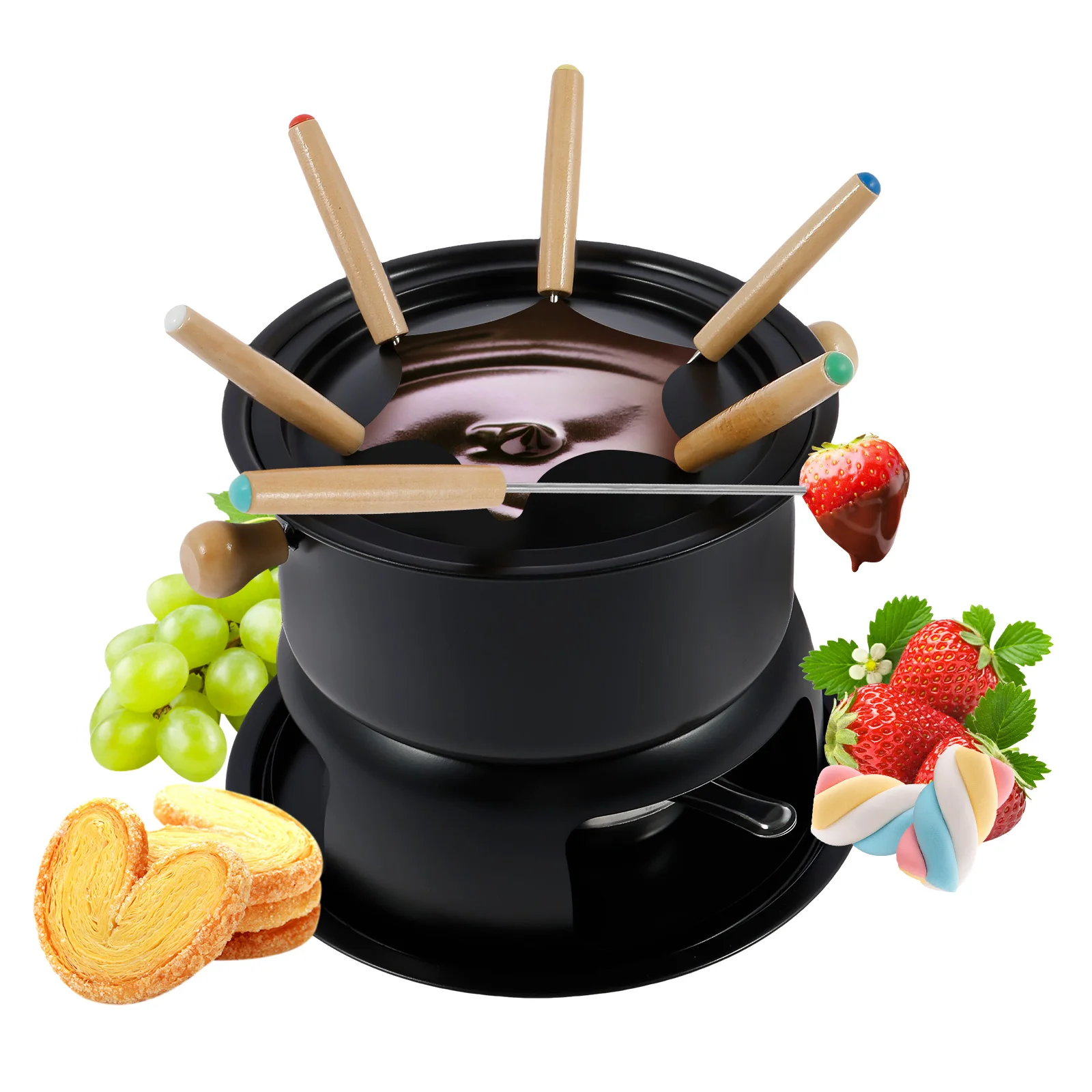 Olla para Fondue de Chocolate con tenedor, vela de cerámica, mantequilla, queso, taza para Fondue, salsa de caramelo, inmersión para postre, aperitivos, fiesta de cumpleaños