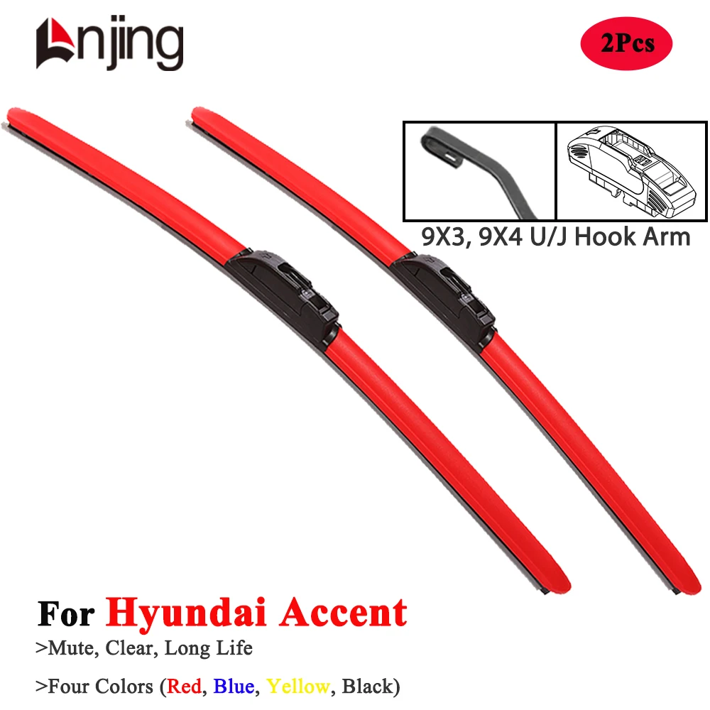 

LNJING Colorful Wiper Blades For Hyundai Accent RB MC LC 2001 2007 2010 2012 2013 2014 2016 2017 2022 2023 2024 Car Accessories