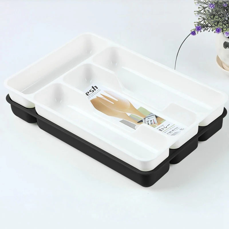 Cutlery Organizer Box Kitchen Drawer Organizer Separation Finishing Storage Box Eco-Friendly PP Tray Spoon Knife Fork