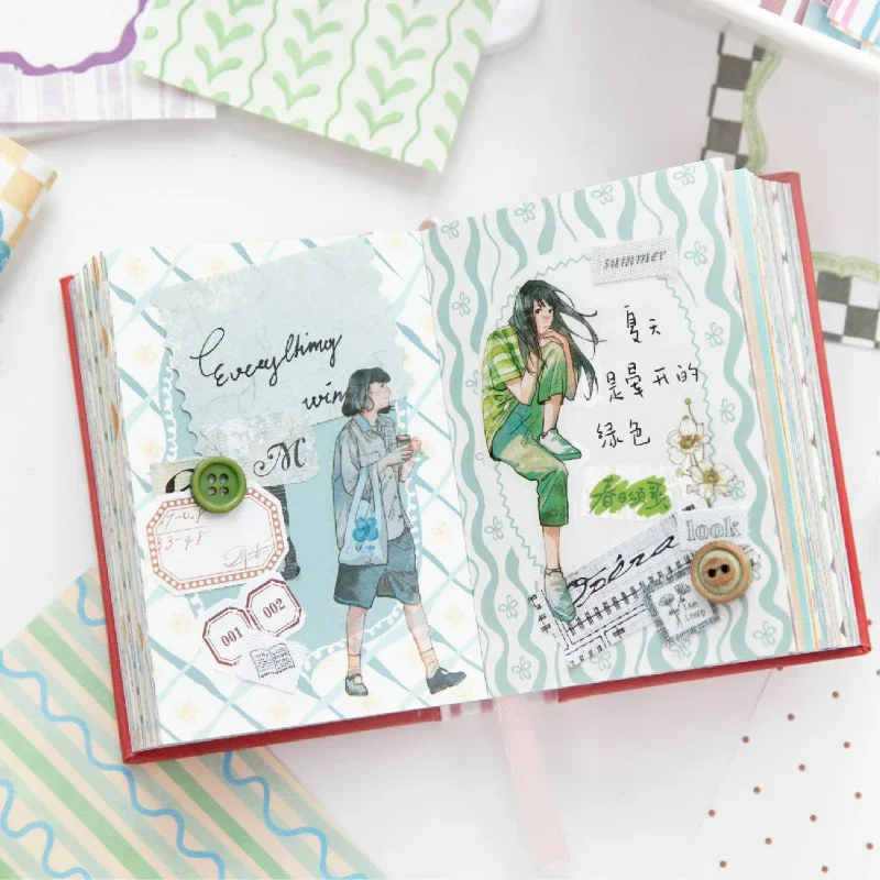 100 Stück Moonlight Wish Book Serie Notizblöcke mit Grundmuster, Notizen für Scrapbooking, Tagebuchmaterial, Collage, DIY Journal, Schreibwaren – Detail 7