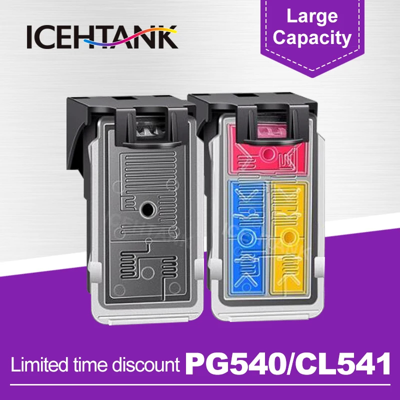 ICEHTANK Ink Cartridges Remanufactured 540XL 541XL PG540 CL540 For Canon MX525 MG3650 MG3600 MG3250 MG2150 MG3100 Printers