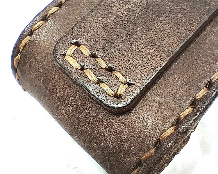 Blongk Leather Folding Glasses Box Belt Pack Cowhide Hand-made Foldable Glasses Case Small Waist Bag Men Women PD-ZD