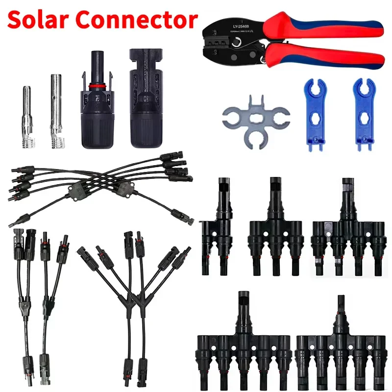 

Photovoltaic Y/T Type Solar PV Connector 30A 1000V 3-7 Way Branch Kit for PV/MC Cable 2.5/4/6mm² Battery