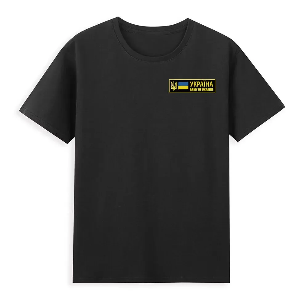 

Ukraine Army Ukrainian Trident Flag Chest Mark T-Shirt 100% Cotton O-Neck Summer Short Sleeve Casual Mens T-shirt Size S-3XL