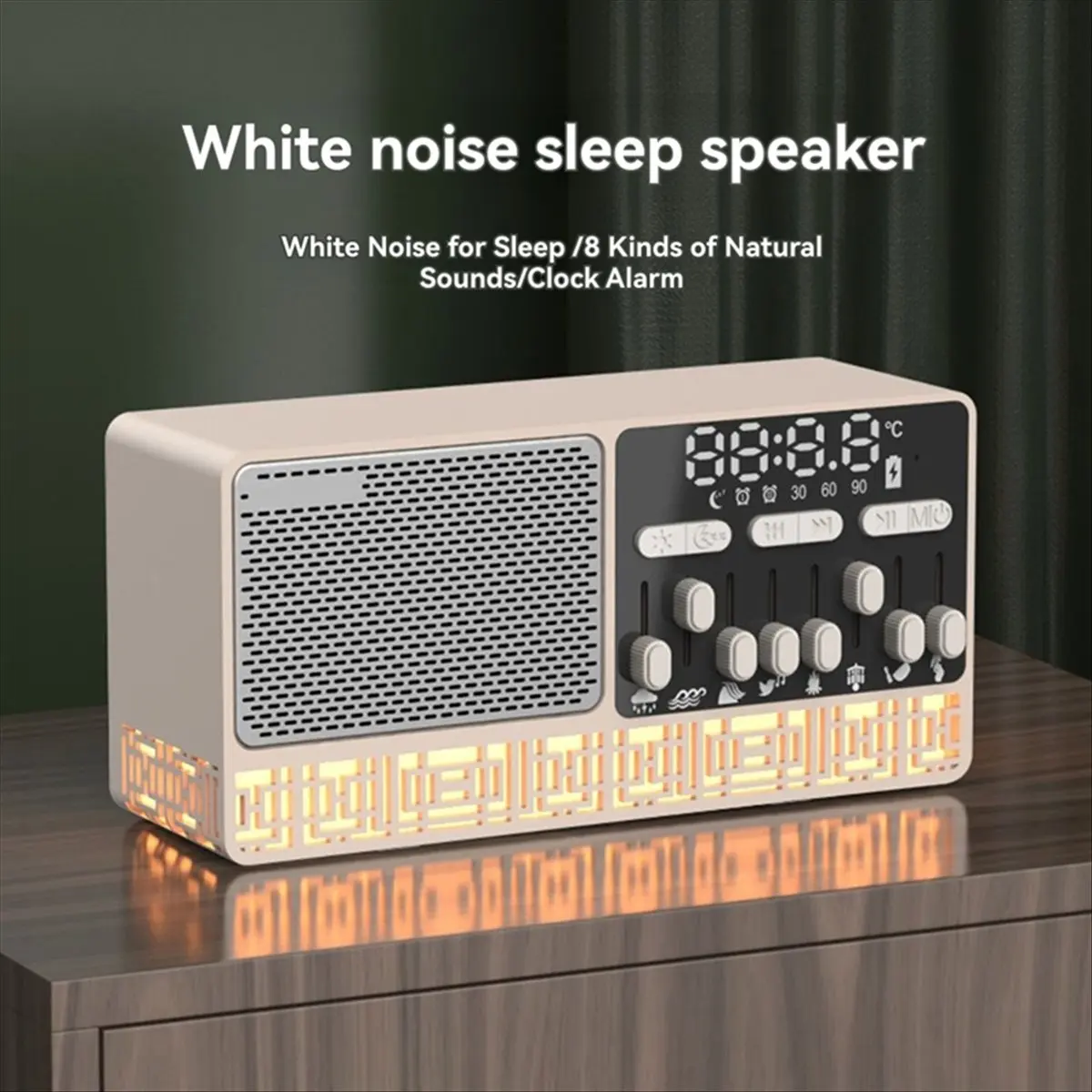 DT519 Mon.Wireless Bluetooth 8 Natural Sounds Sleep Speaker FM Radio Support Music Player Alarms Clock TF Card U Disk Audio