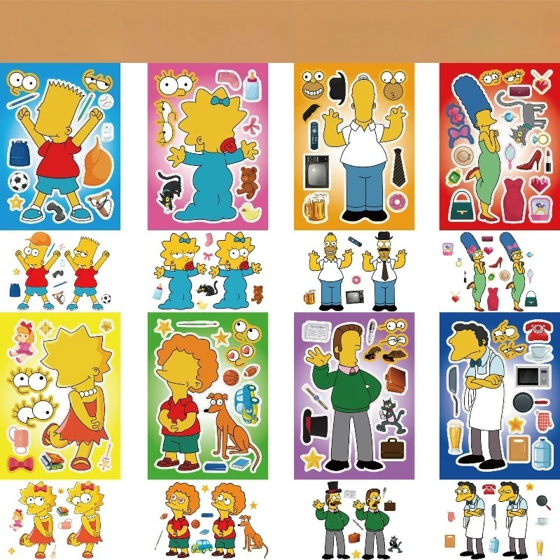 Die Simpsons Marge Homer Bart Aufkleber Hochwertige Farbdrucke Anime Cartoon Puzzle DIY Graffiti Eltern-Kind Dekorative Sticker – Detail 3