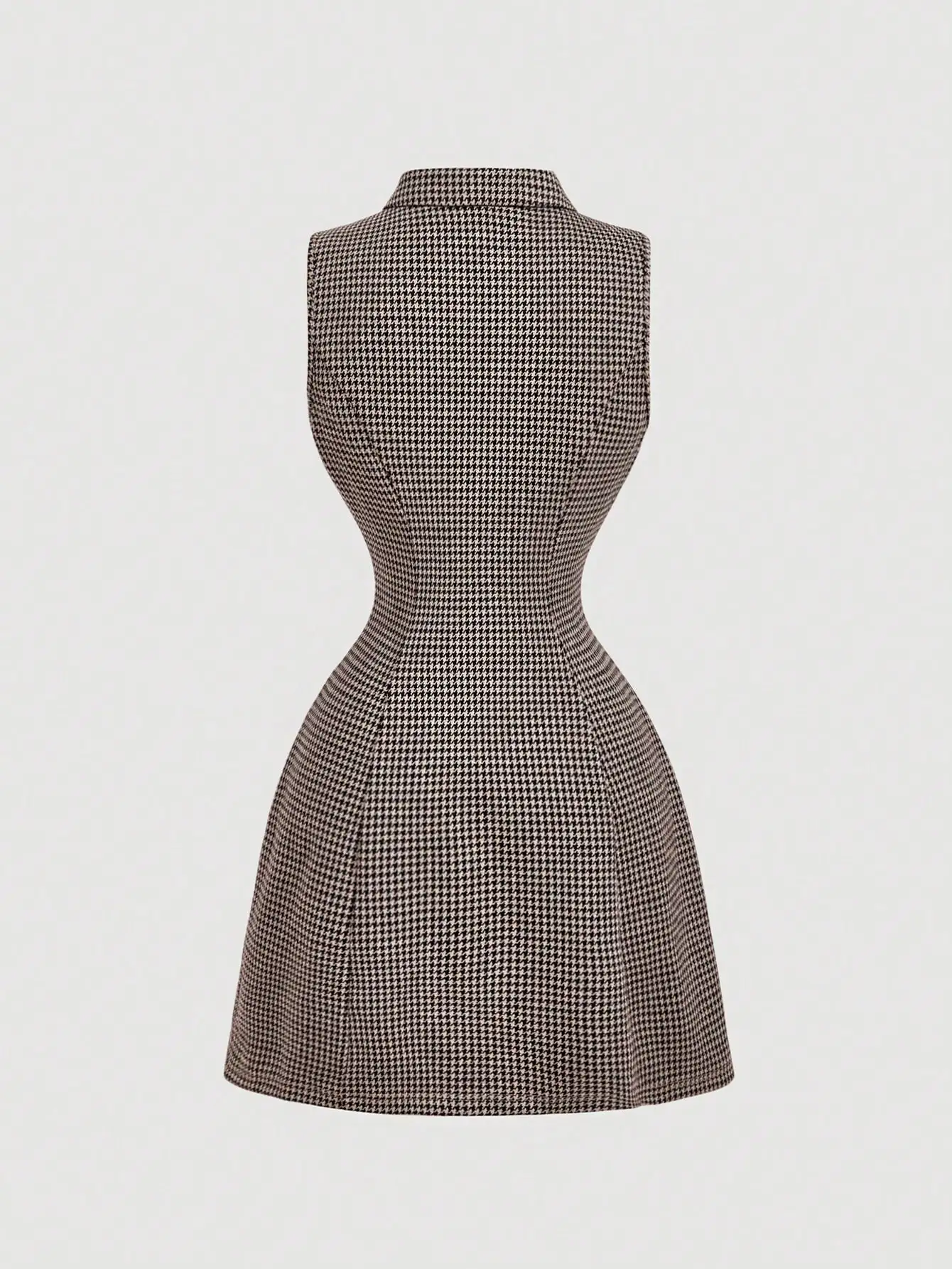 

Мини-платье без рукавов с принтом «гусиная лапка» и воротником, на пуговицах, в стиле блейзера