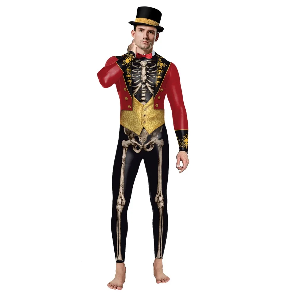 

Halloween New Stage Slim Suit Quirky Jumpsuit Bottoms Carnival Party Coverall Human Creative Skeleton Performance Jumpsuit