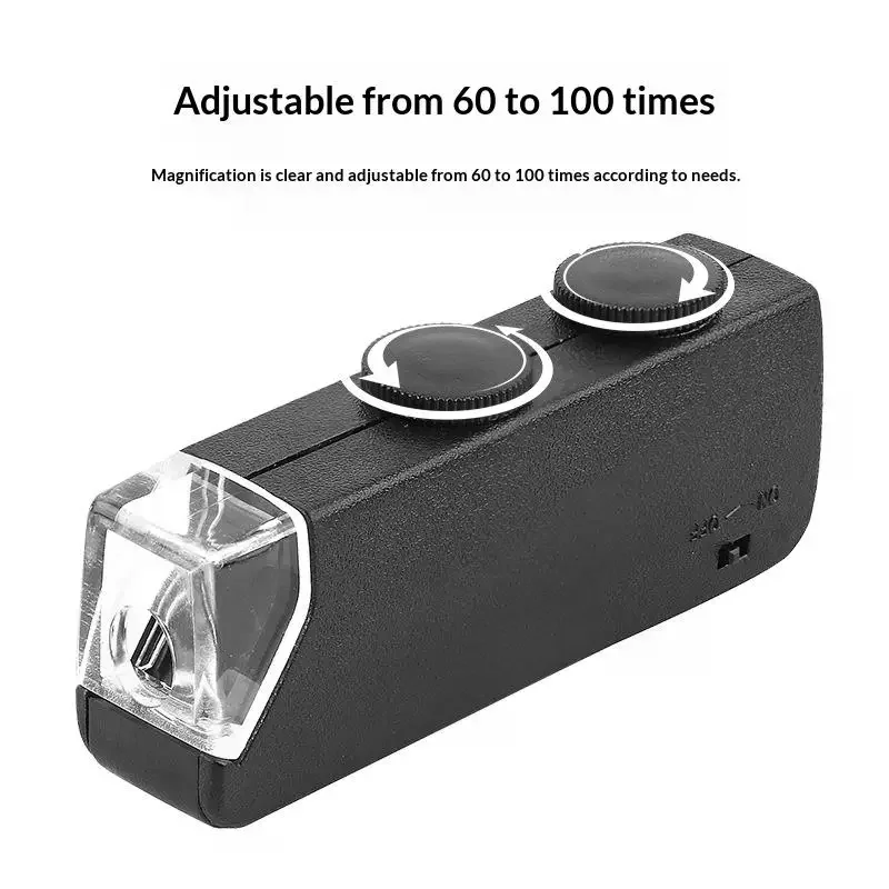 

Портативный мини-микроскоп с регулируемым увеличением 60-100X и LED-подсветкой для школьников и образовательных учреждений