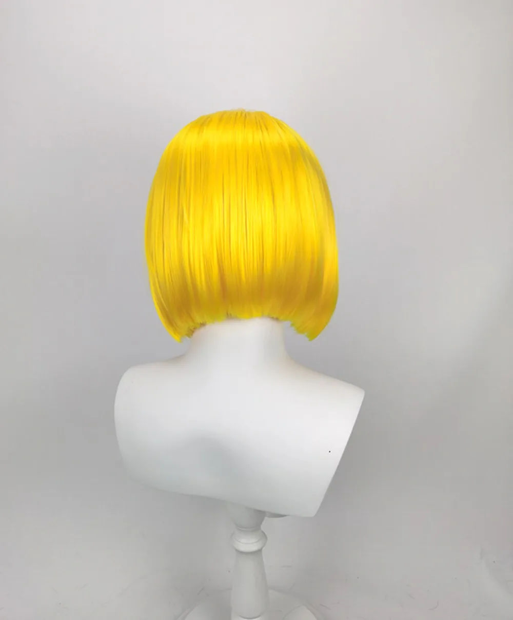 วิกผมคอสเพลย์อนิเมะดราก้อนบอล แอนดรอยด์ 18 และมารอน สีบลอนด์บ็อบ พร้อมปอยผมด้านหลัง