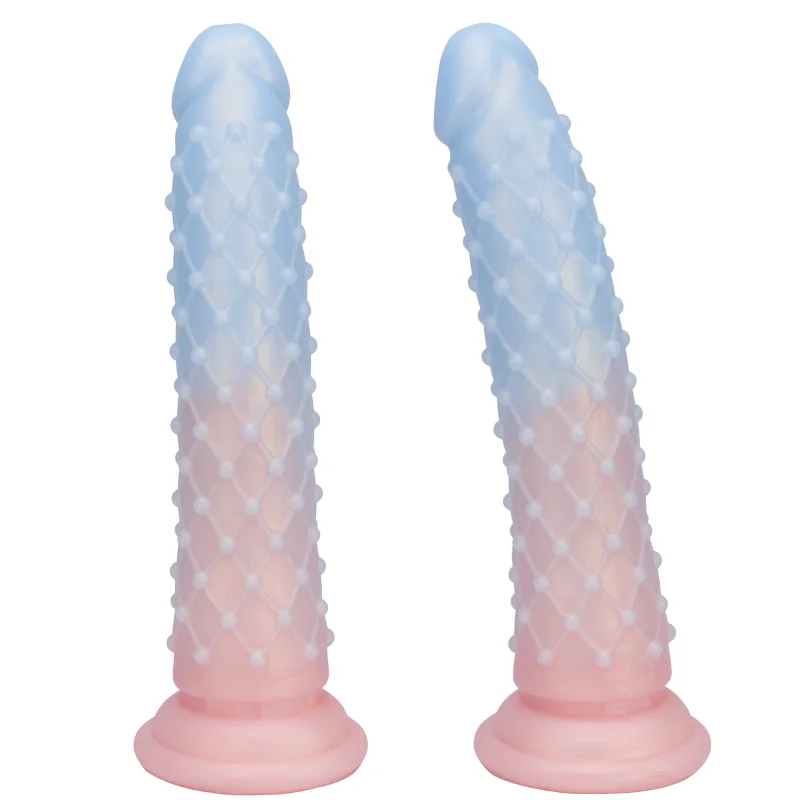 Eggless Particle Simulated Yang, Pink Blue Gradient, Simulated Phallus Head, Powerful Suction Cup, Suitable For Novices, G-spot_voghion.com