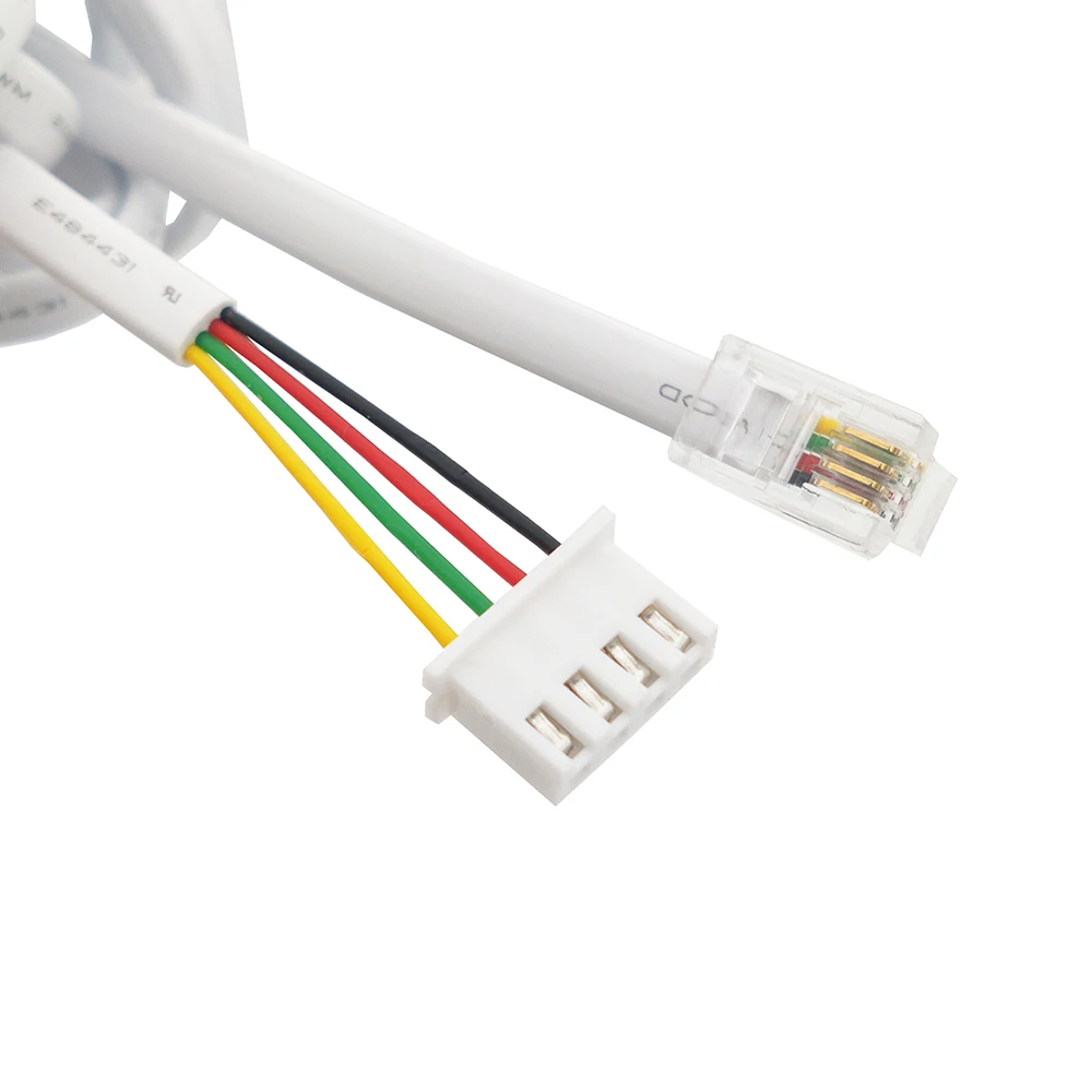 5PCS 3Meter XH 2.54MM 4Y Connector to RJ9 4P4C Connector White 4-core flat telephone cable Modular Plug
