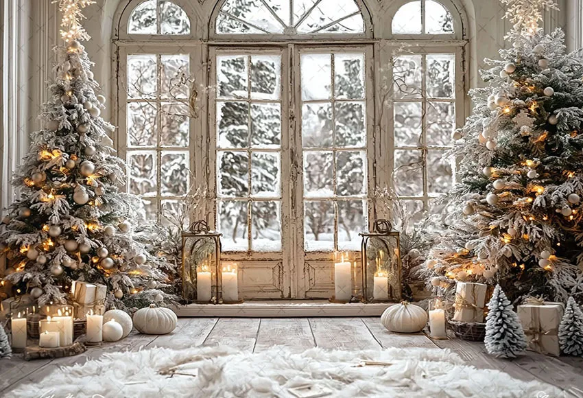 Mehofond Photography Background Winter Christmas Indoor Window Xmas Tree Kid Family Holiday Portrait Decor Backdrop Photo Studio