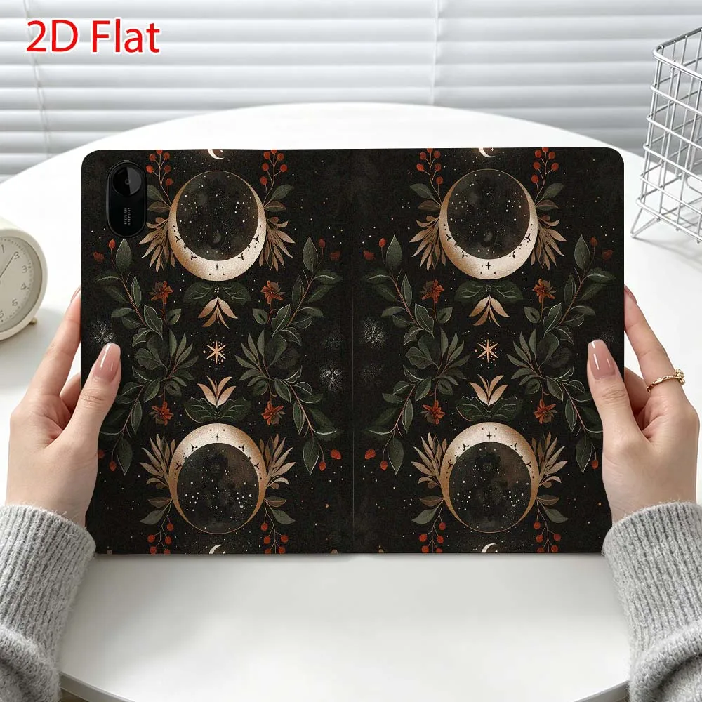 Moon Flower Pattern Fashion For Xiaomi Poco Redmi Pad 8 2 4 C1 6 6S 7 7S SE 9.7 14 11 11.2 Inch Pen Tray Tablet Case