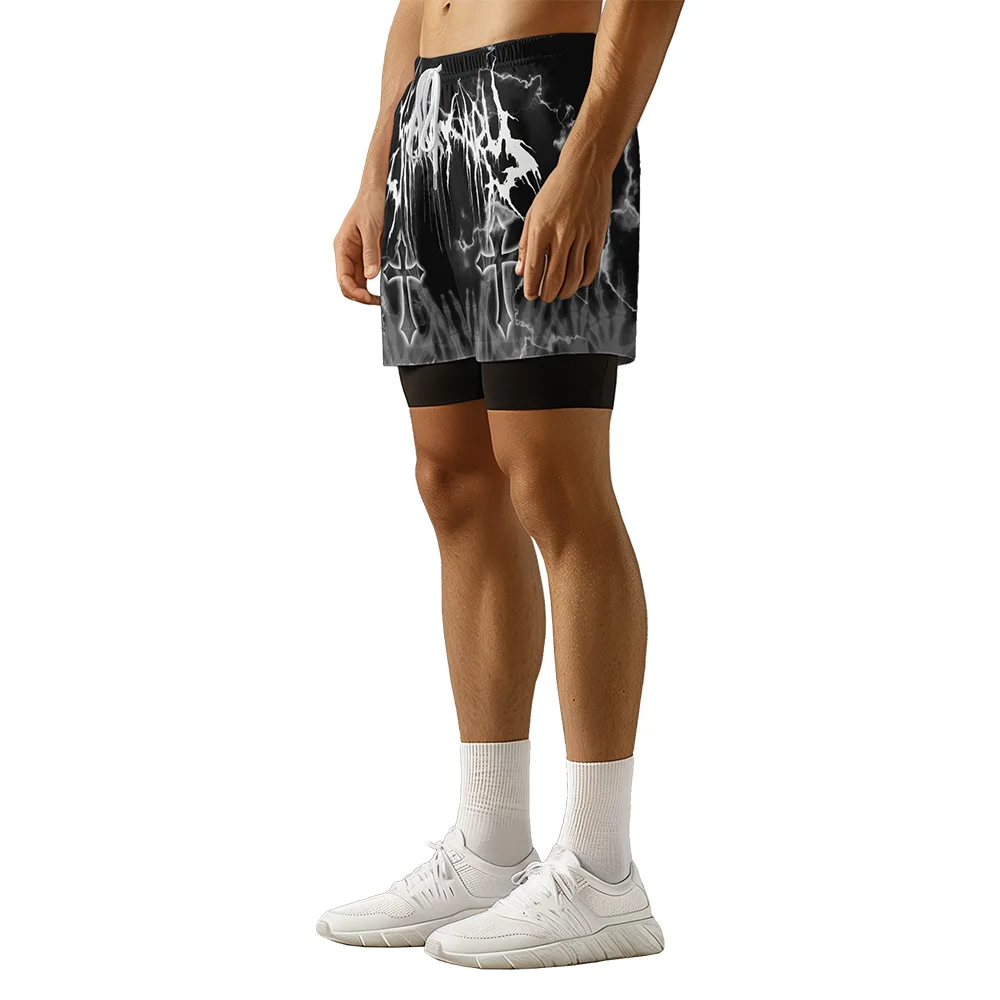 Original design Summer Dark Cross Street hip hop trend style 3D Premium print casual flag basketball style shorts