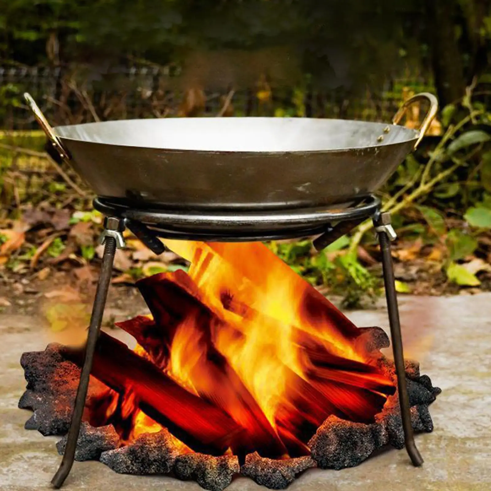 

Camping Tripod Triangle Furnace Frame Heat Resistant Triangle Furnace Frame For Outdoors Bonfire Kitchen Travel Survival Fishing