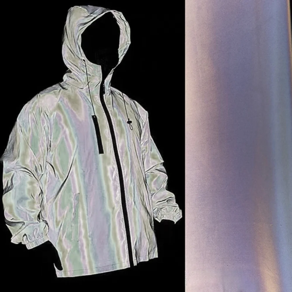 

Серебряная светоотражающая ткань, модная одежда, куртка, дизайнерская тонкая одежда, ткань для шитья, ткань на метр, материал «сделай сам»