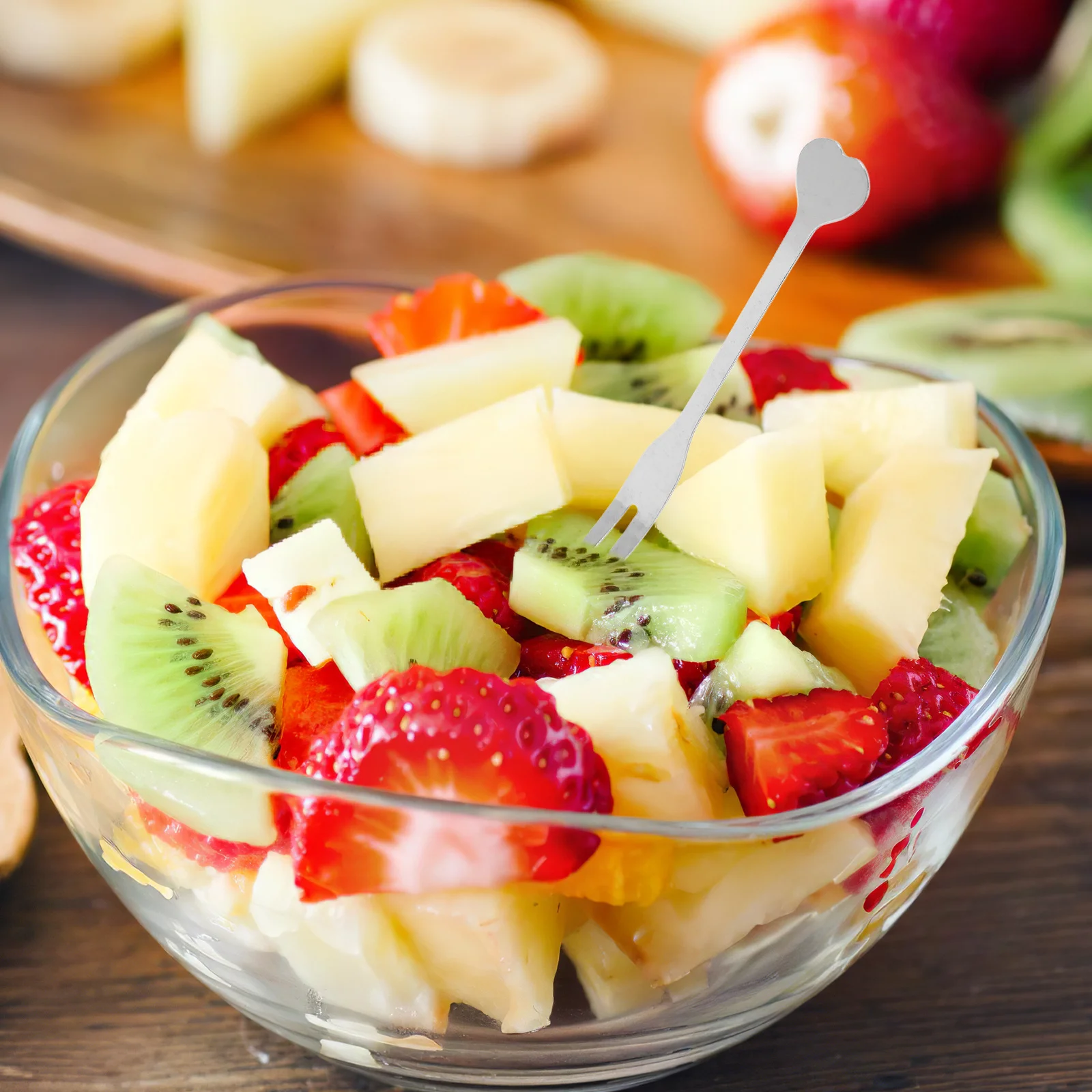 

10pcs Heart Shape Stainless Steel Fruit Forks Reusable Party Picks For Cupcake Dessert Bar Cafe Beach Hotel Home Kitchen Use