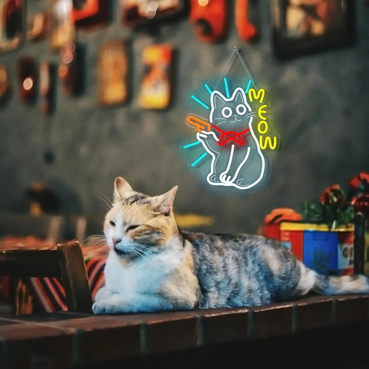 Gato bonito sinal de néon usb regulável led luz néon para o quarto sala de jogos homem caverna decoração para casa aniversário presente natal luz da noite