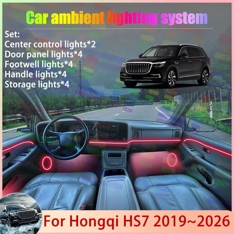 

For Hongqi HS7 2019~2026 MK1 2020 2021 2022 2023 2/24 in 1 Car Atmosphere Light Lamp RGB Shade Ensemble Streamer Atmosphere Set