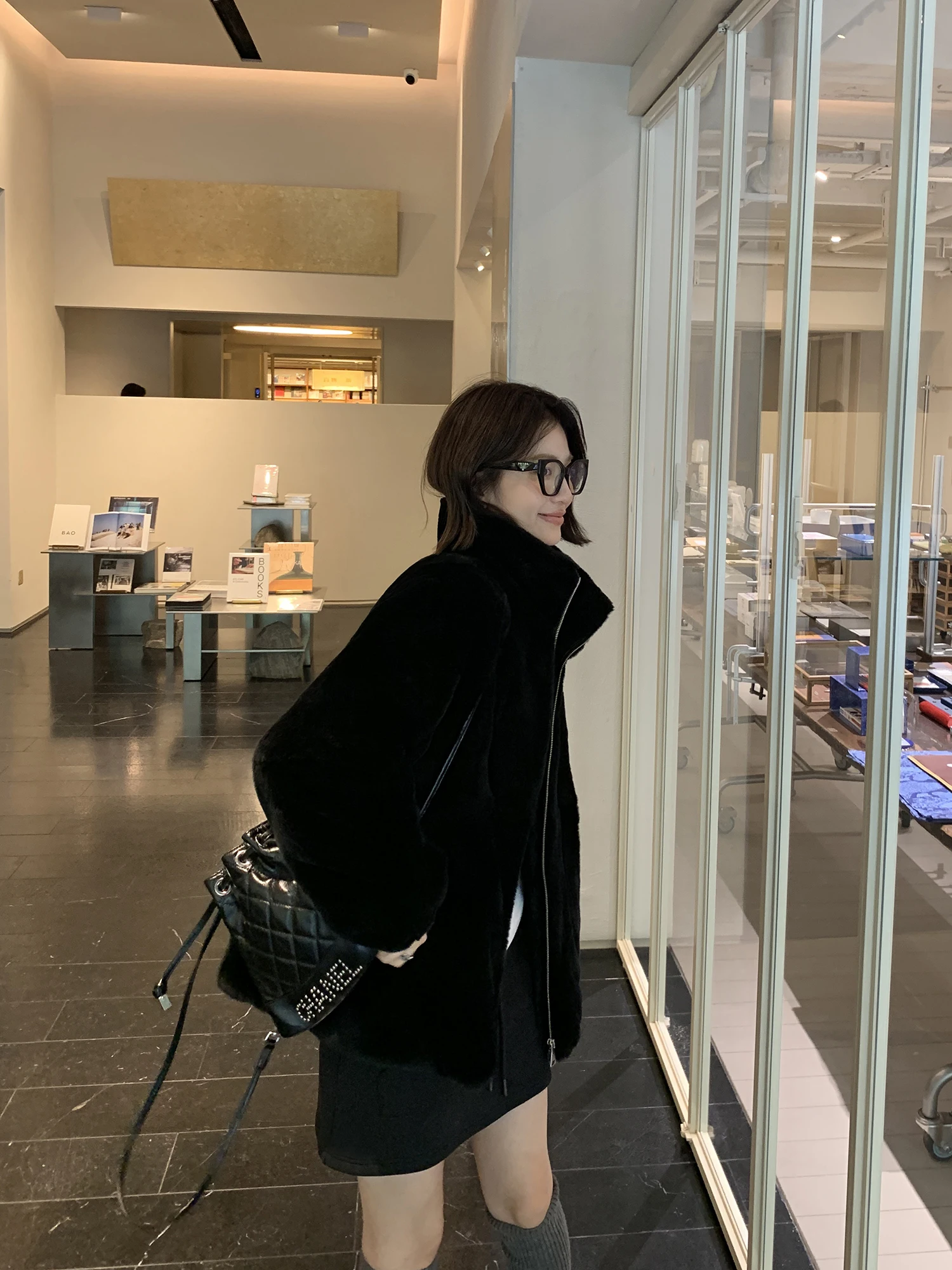 

Classic Rex Rabbit Fur Coat ort Sle Young Women's Winter Faionable Warm Zipper Closure Stand Fit Korean Commute Sle