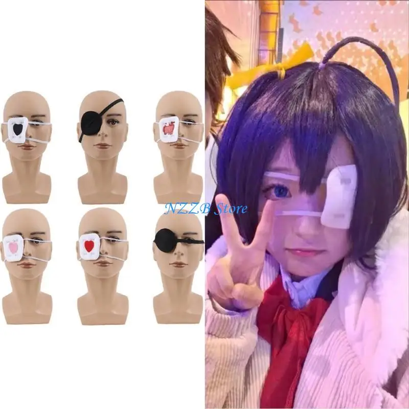 

T21F Anime Cosplay Costume Eyeshade Heart Embroidery Single Eye Mask Blindfold Eyepatch Japanese Chunibyou Eye Mask