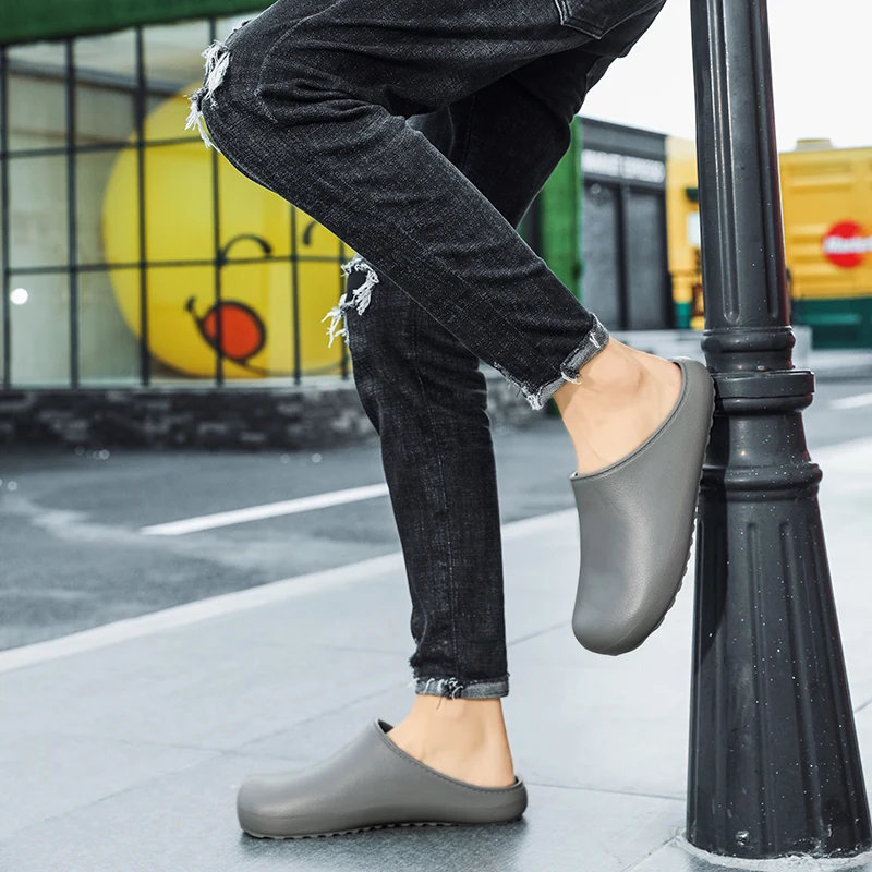 STRONGSHEN Men's Slippers EVA Slip On Casual Walking Shoes Men Casual Baotou Half Slipper Comfortable Soft Household Sandals