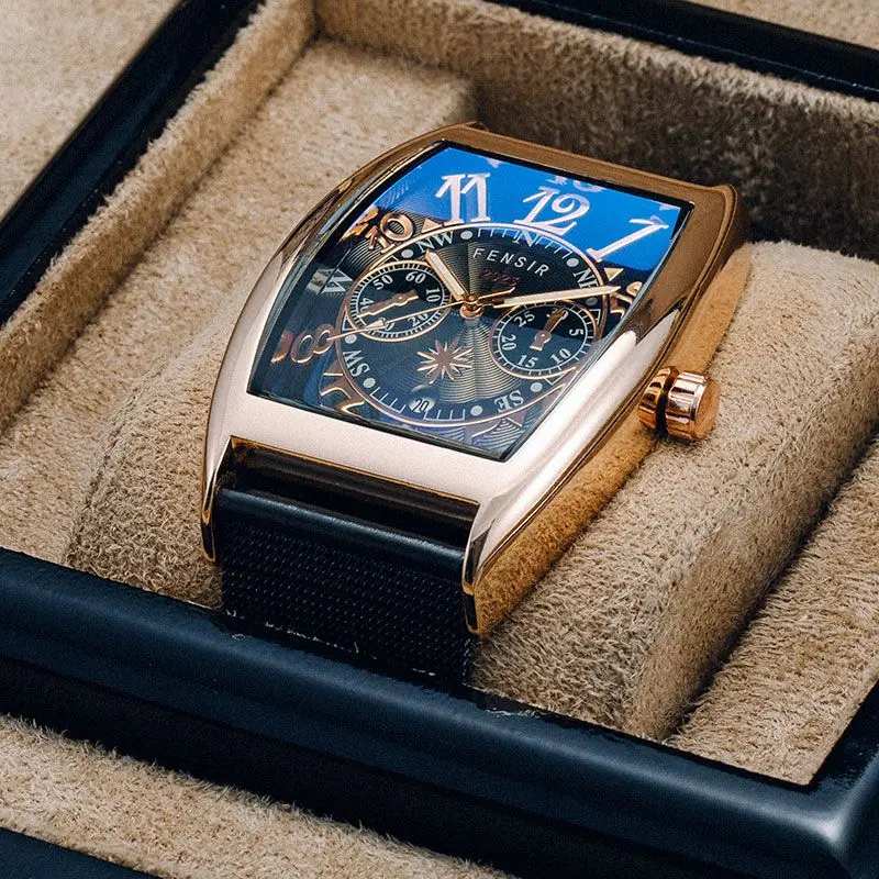 Barrel-Shaped Watch for Men, Fashionable Calendar Casual Waterproof Watch for Male Students, Korean Style Simple Men's Quartz Watch, the First Choice for Gift-Giving, Brand-Name Wristwatch