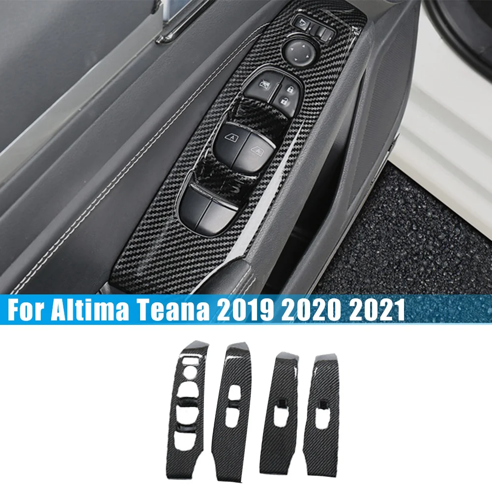 Carbon Fiber Window Lift Panel Switch Cover Trim for Nissan Altima Teana 2019 2020 2021 Accessories Interior Decoration