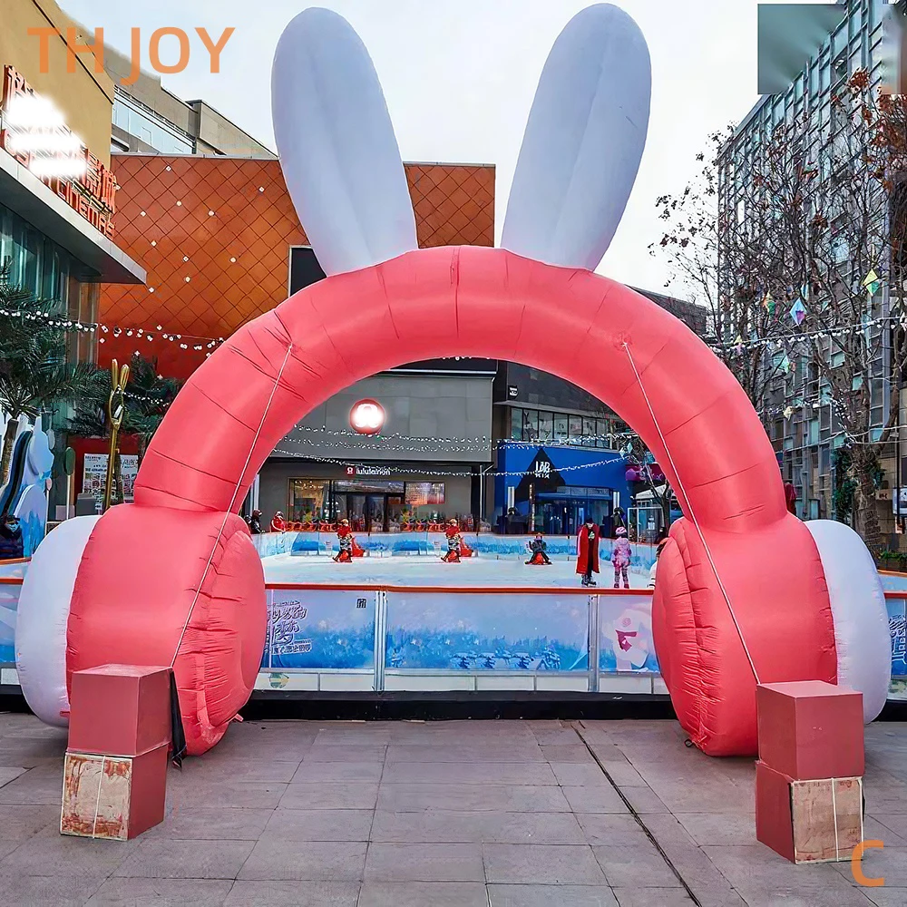 Schneller Luftversand bis zur Tür, riesige aufblasbare Kopfhörer für Musikfestivals, rosa aufblasbarer Headset-Kopfhörer mit Licht für Werbung