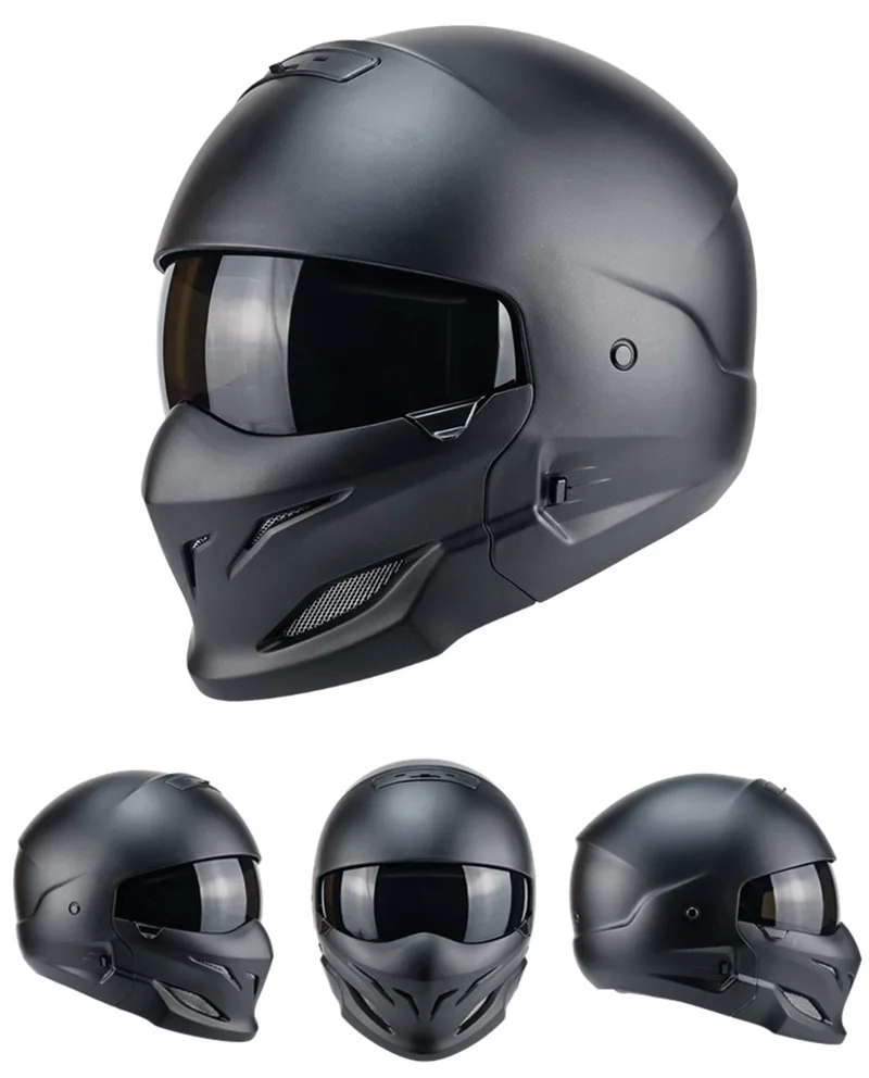 Scorpion Helmet Motorcycle Retro Helmet Full Face Safety ABS Helmet Detachable Mask Samurai Indian Half Helmet Head Protection