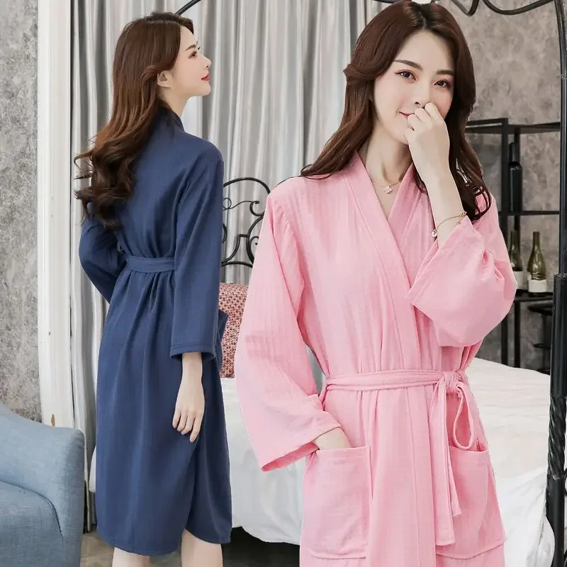 Plus Fat Pajamas Home Dress Hotel Bathrobe Spring and Autumn Bathrobe Men Thin Couple Bathrobe Women Summer Absorbent Sexy