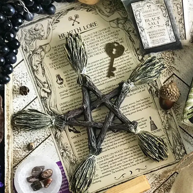 Magic Array Pentagram Witch Broom Ornament Tarot Master Prop Diablo Study Ornament Mysterious Girl Gift