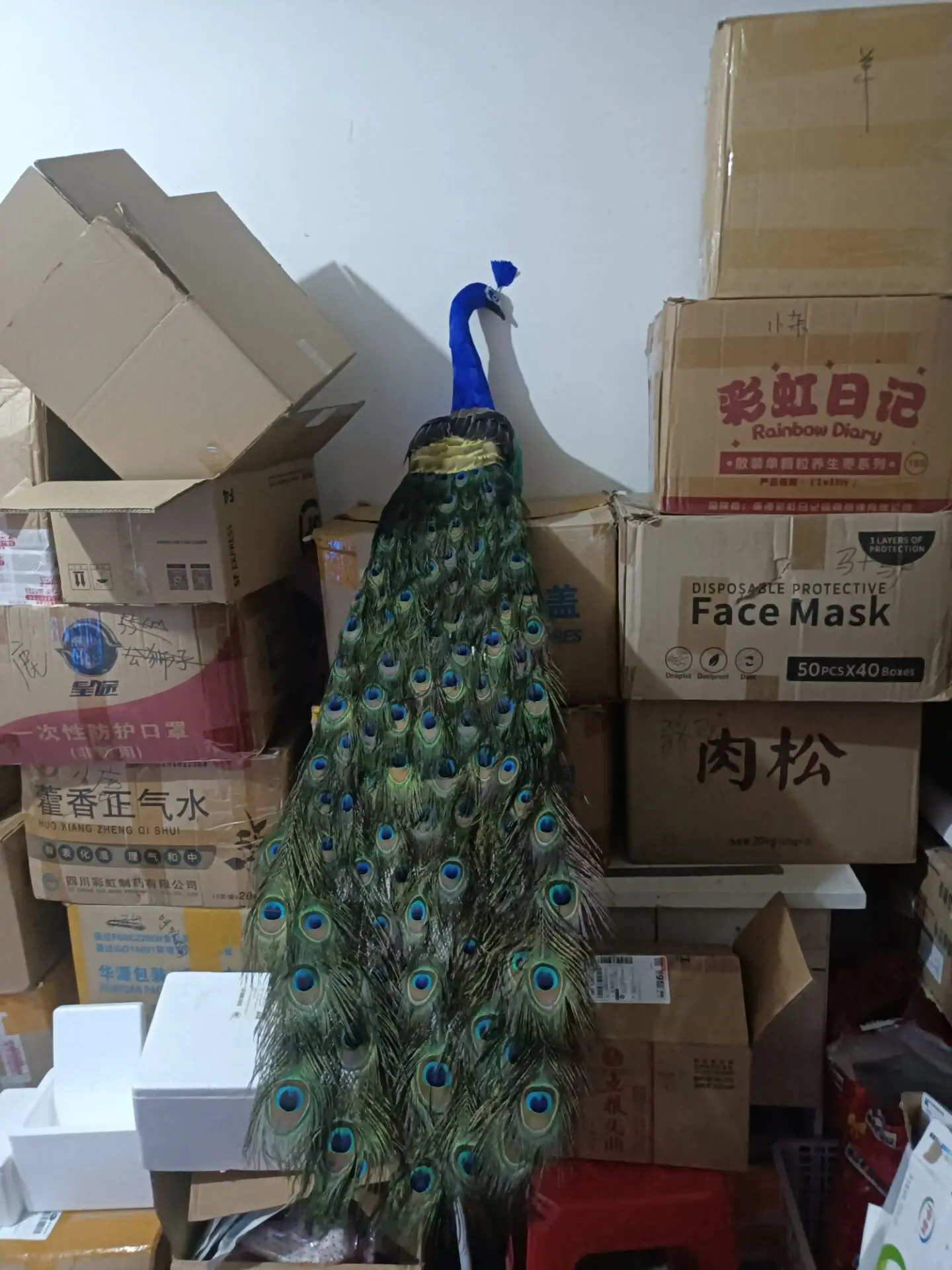 152cm Big Beautiful Foam Peacock Model with Long Tail Garden Decoration Home Decorative Outdoor Yard Art Gift