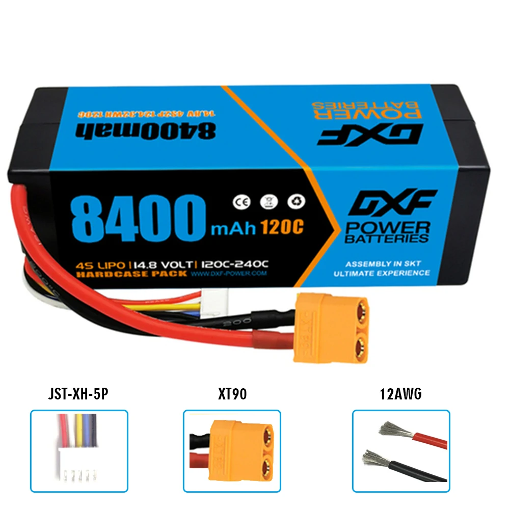 DXF-Boîtier rigide avec prise Count90 EC5 pour voiture RC Bumosquito, 4S, 14.8V, 15.2V, 5200mAh, 6200mAh, 6500mAh, 7000mAh, 8000mAh, 8400mAh,